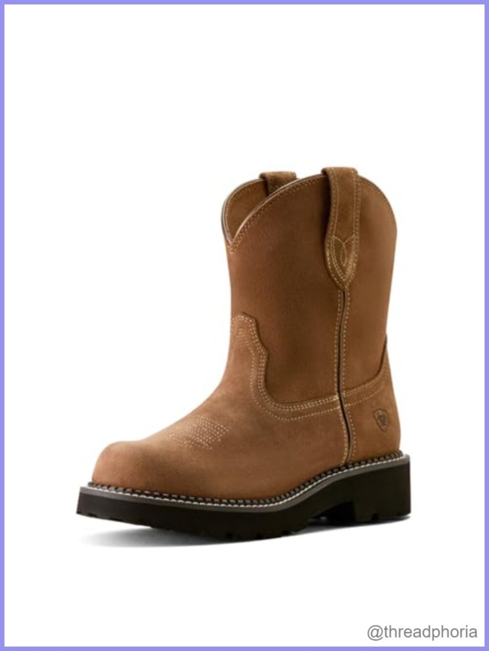 Suede Western Slouch Boot Mid-Calf Round Toe Block Heel